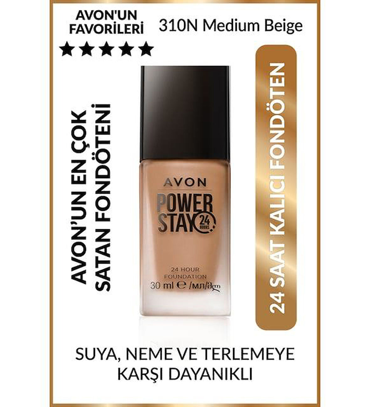 Avon Power Stay Mat Fondöten 30ml. 310N Medium Beige