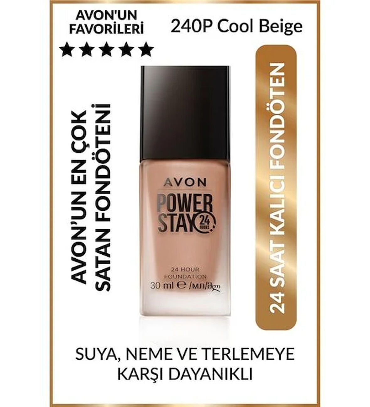 Avon Power Stay Mat Fondöten 30ml. 240P Cool Beige