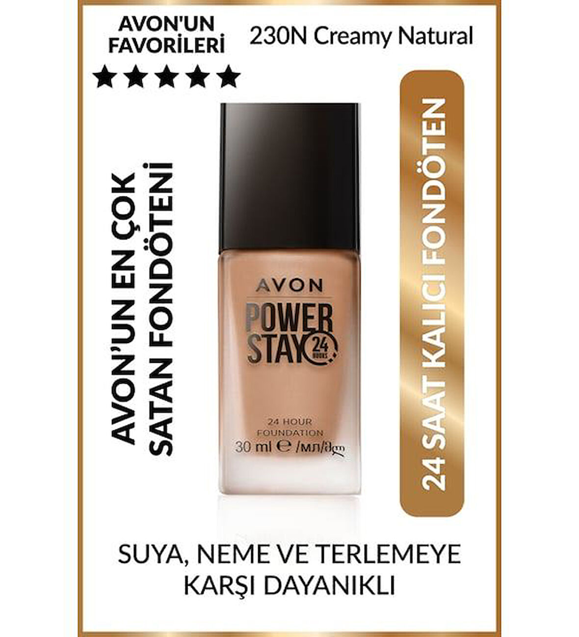 Avon Power Stay Mat Fondöten 30ml. 230N Creamy Natural