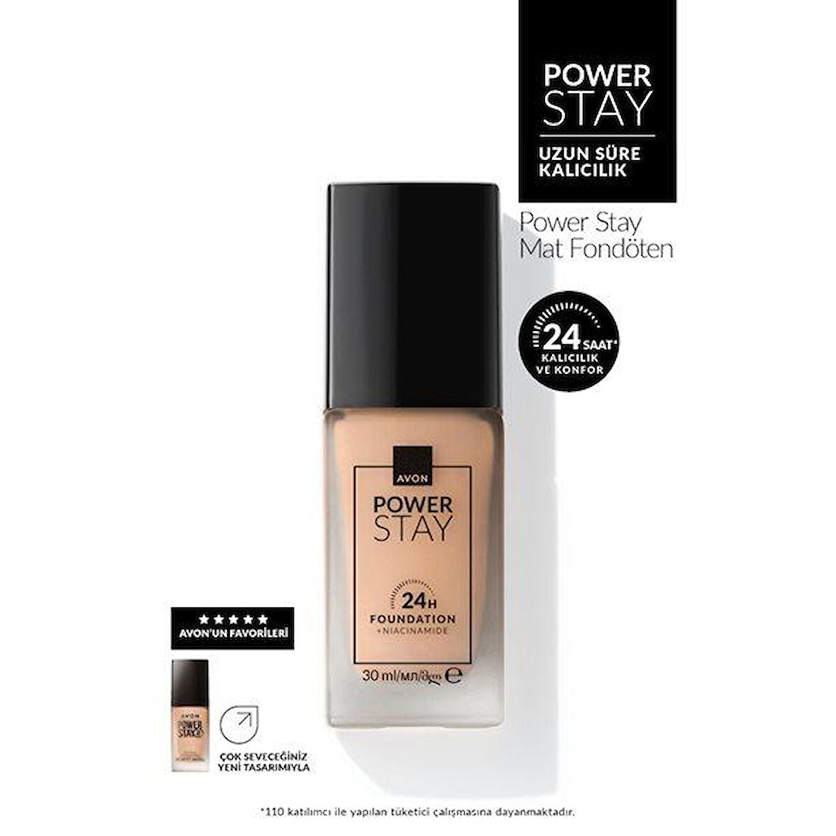 Avon Power Stay Mat Fondöten 30ml. 430N Deep Tan