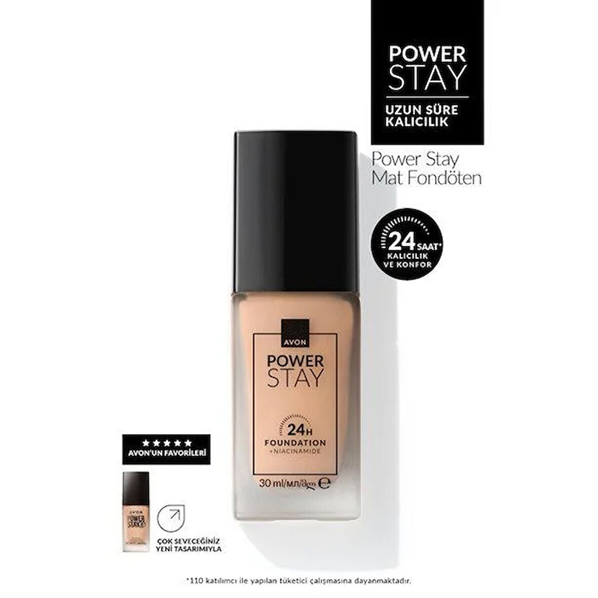 Avon Power Stay Mat Fondöten 30ml. 348P Toasted Praline