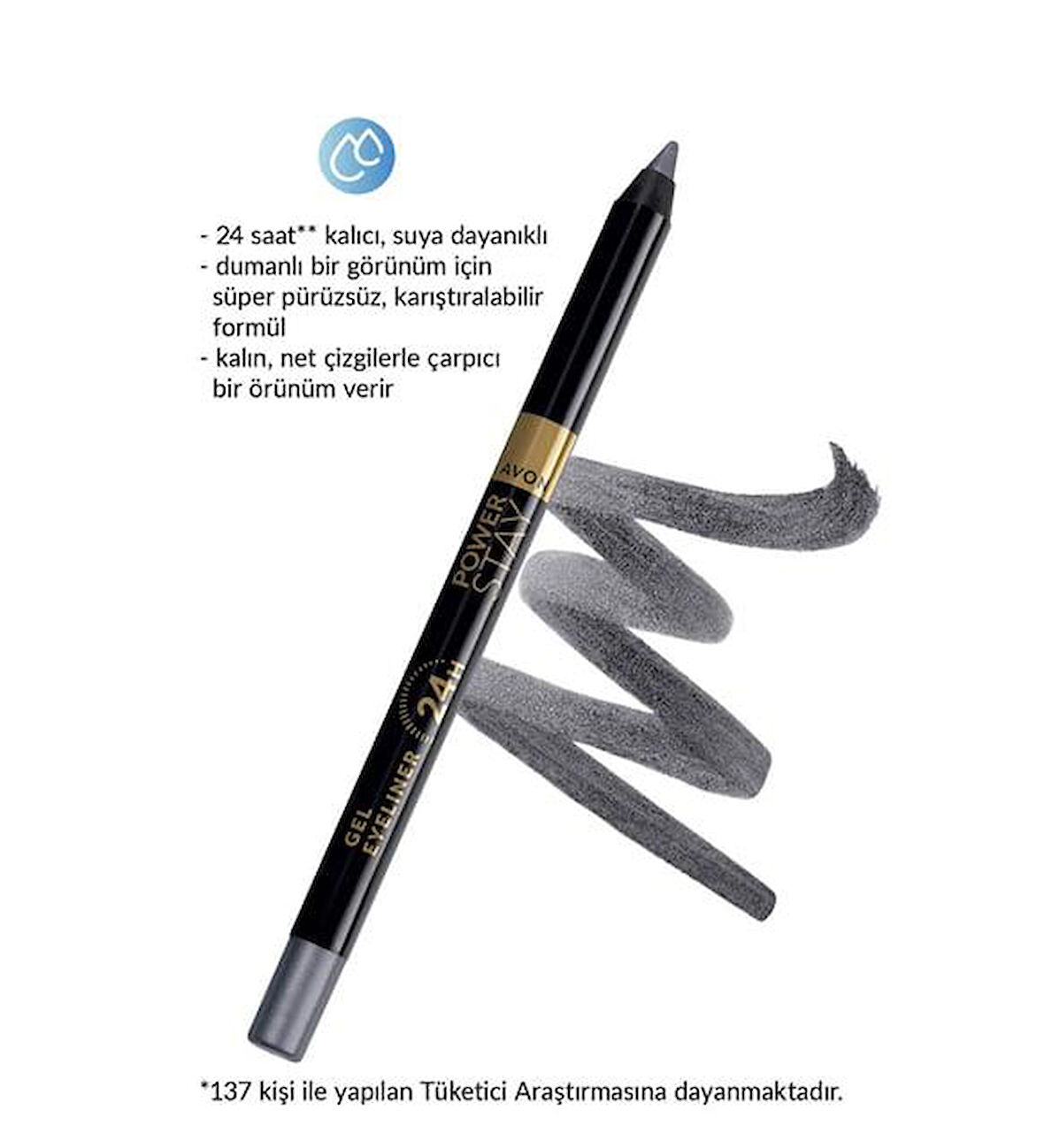 Avon Power Stay Jel Eyeliner - Steel