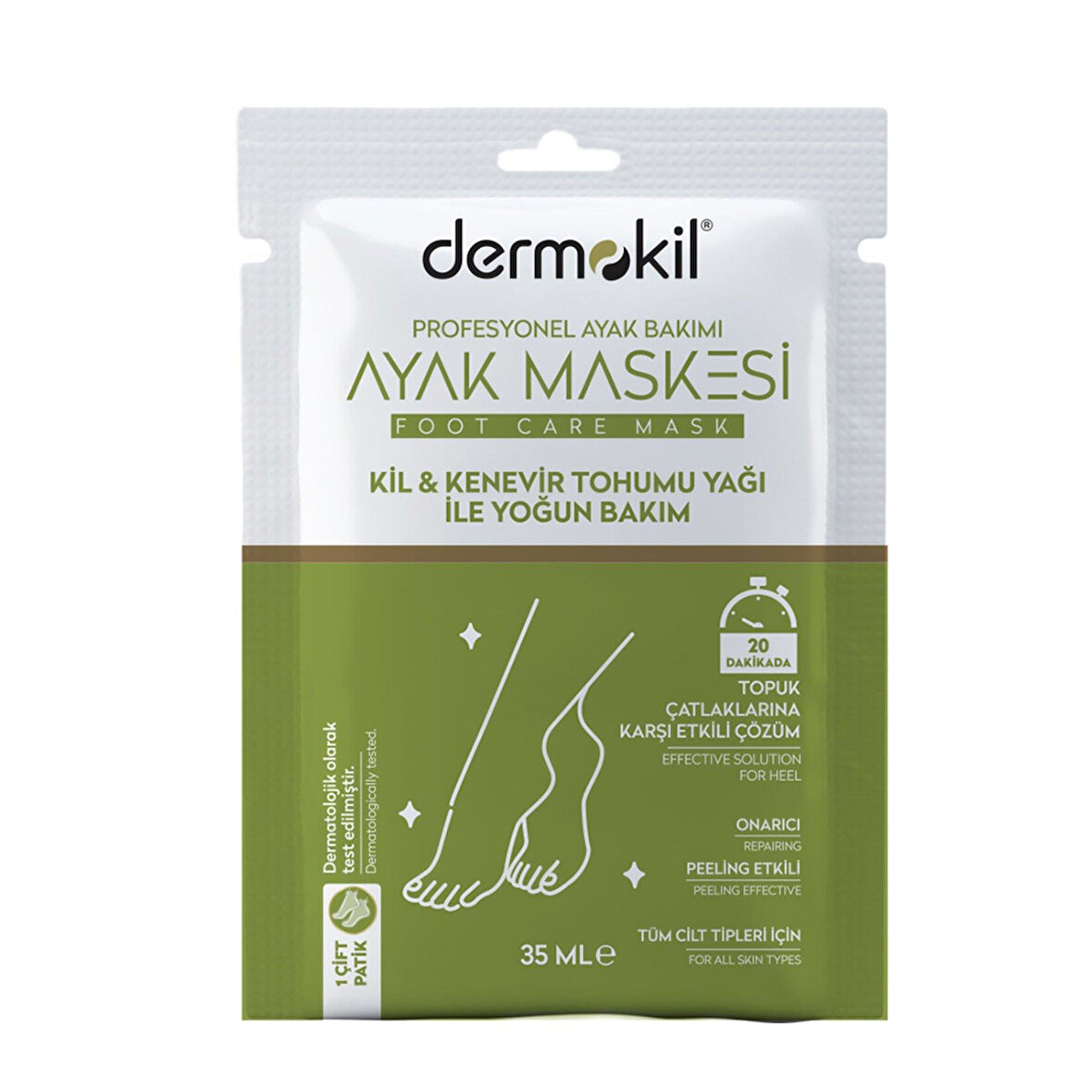 Dermokil Kil ve Kenevir Yağlı Peeling Etkili 35 ml Ayak Maskesi