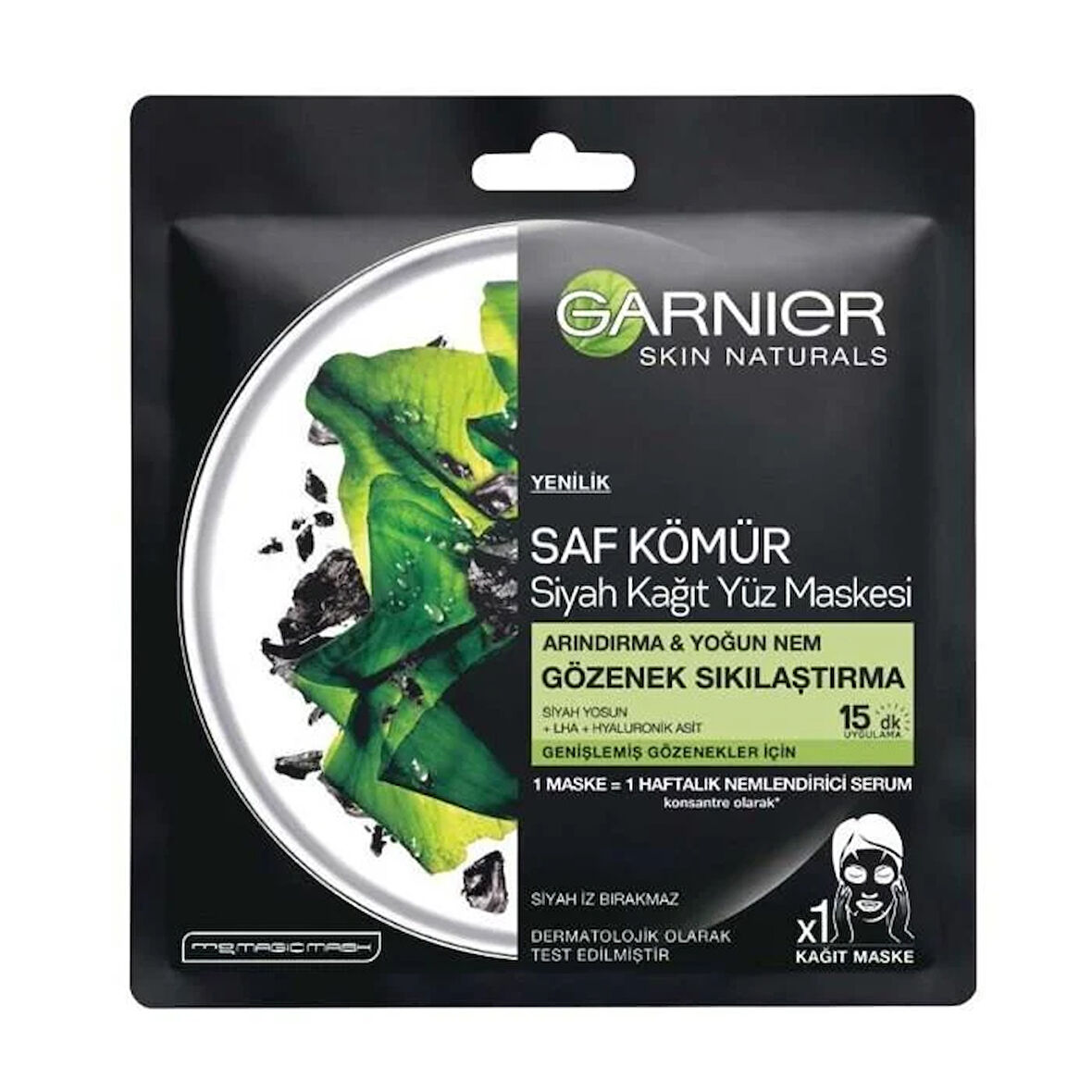 Garnier Saf Kömür ve Siyah Yosunlu Gözenek Sıkılaştırma Kağıt Maske