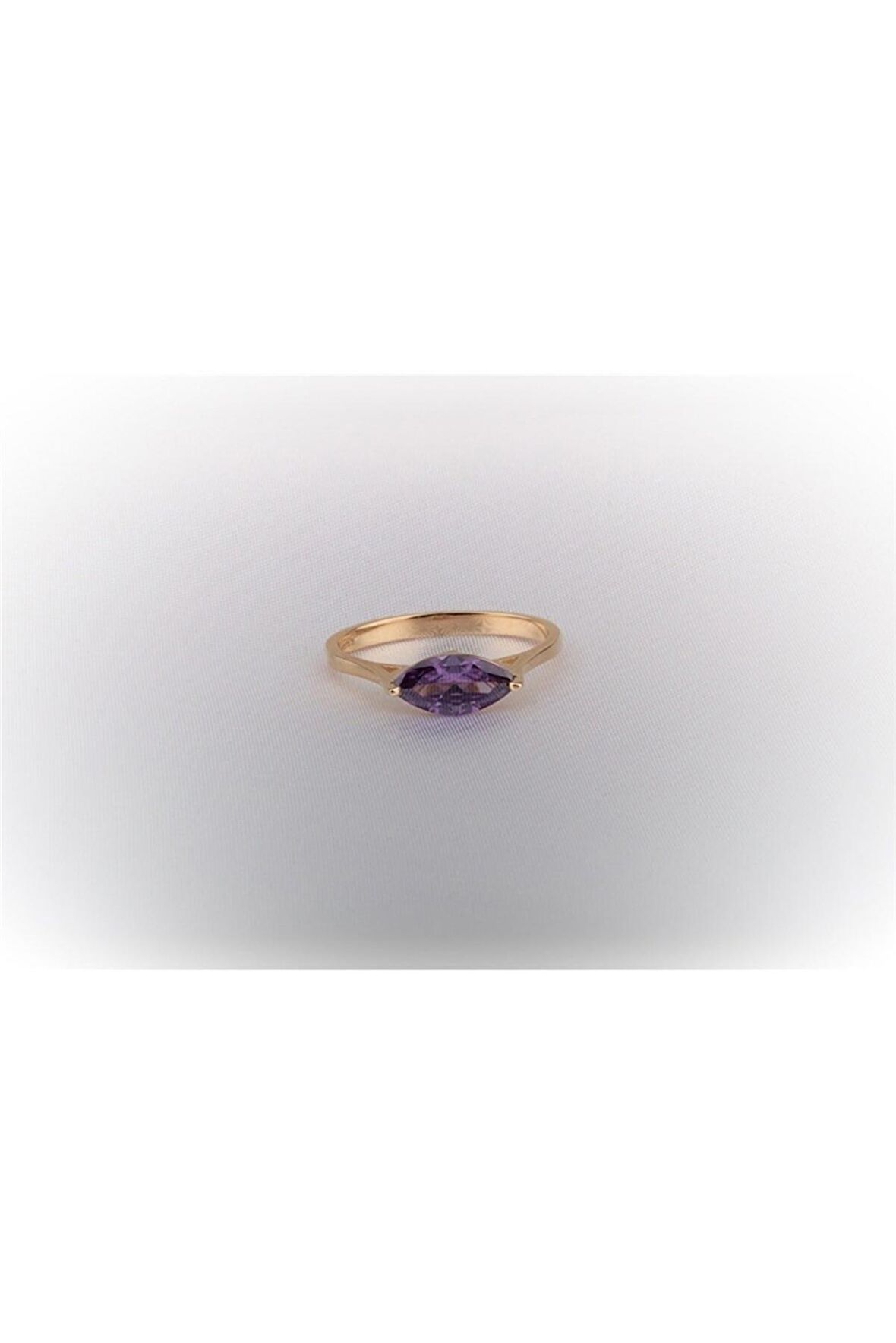 Sadakat Yemini Evlilik Teklifi Yüzüğü 14 Ayar Altın Ametist Taşlı Mekik Yüzük-Hediye Altın Yüzük