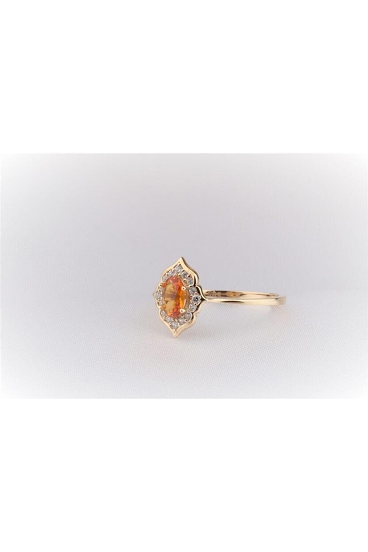 Vintage Oranj 0,55 Crt Turmalin Sarı Altın Evlilik Teklifi 14 Ayar Altın Yüzük- Hediye Altın Yüzük