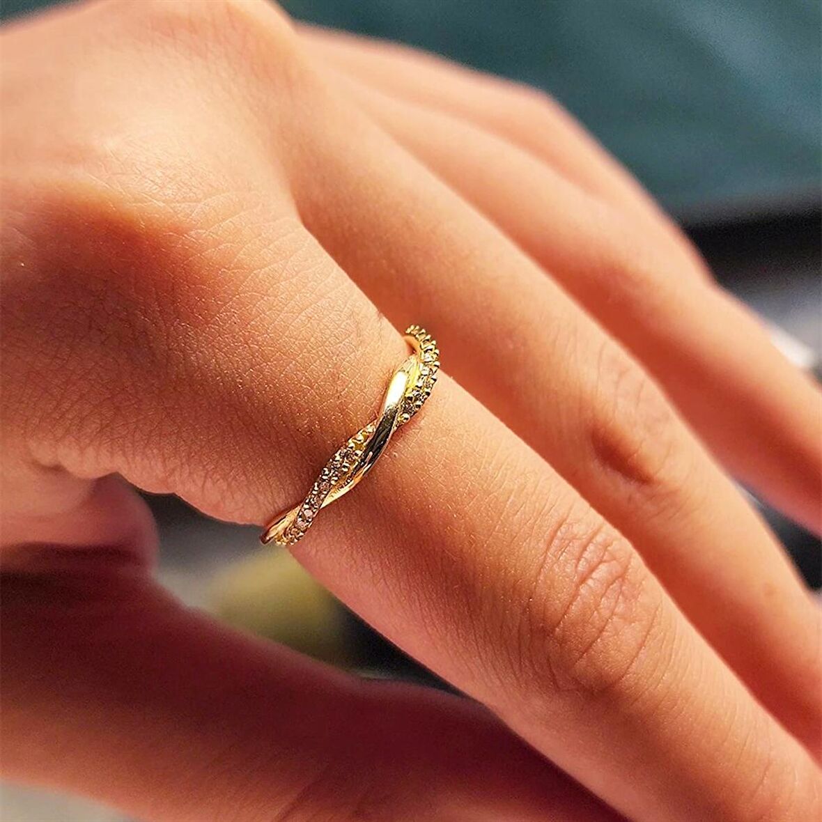 Zirkon Taşlı Aşk Düğümü Taşlı Burma Evlilik Teklifi 14 Ayar Altın Yüzük-Hediye Altın Yüzük