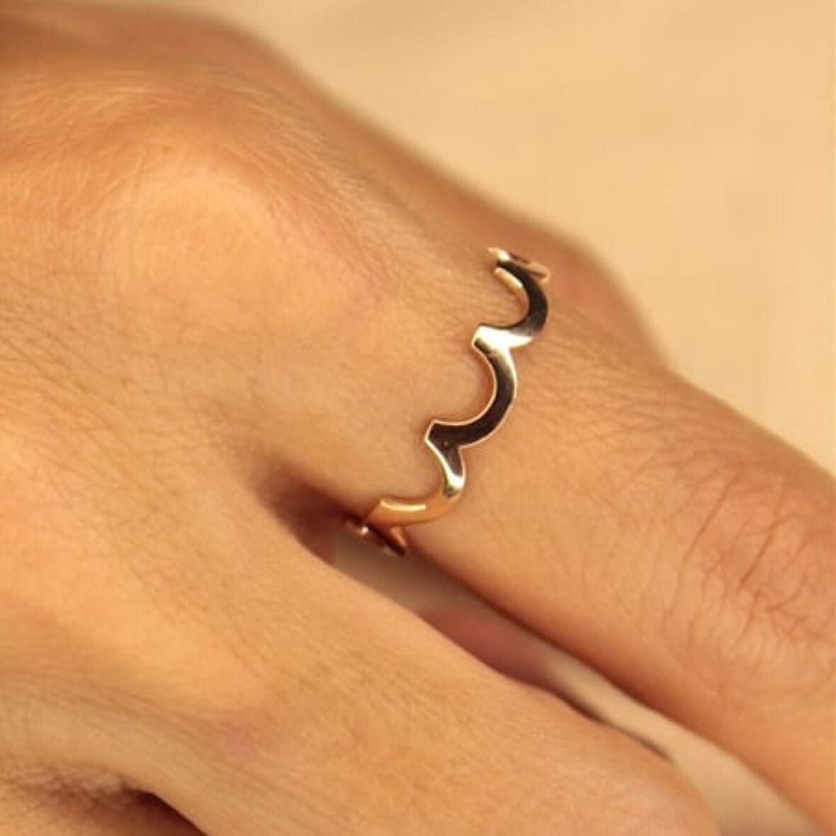 Gümüş Yüzük - Dalga Motifli 925 Ayar Eklem Yüzüğü- Hediyelik 925 Ayar Gümüş Yüzük- Kadın Gümüş Yüzük