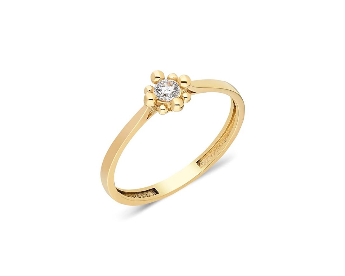 0.20 CT Tektaş Yüzük-14 Ayar Altın Kadın Tektaş Yüzük-0.20 CT Tektaş Pırlanta Montörü Altın Yüzük
