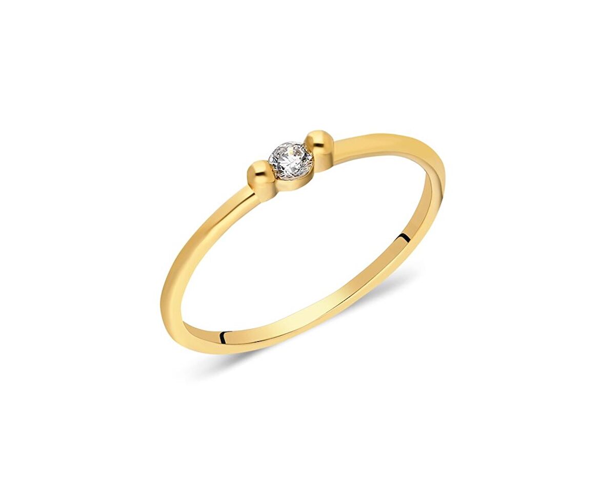 14 Ayar Altın Yüzük 0.20 CT Tek Taş  Altın Yüzük-14 Ayar 0.20 CT Pırlanta Montörü Tek Taş Yüzük