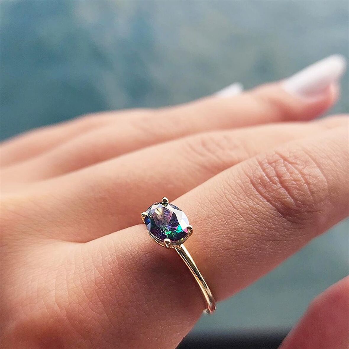 2.60Ct Lopez Tek Taş 14 Ayar Altın Yüzük-Tek Taş 14 Ayar Altın Yüzük-Mistik Topaz Tek Taş Yüzük -Hediye Tek Taş Yüzük