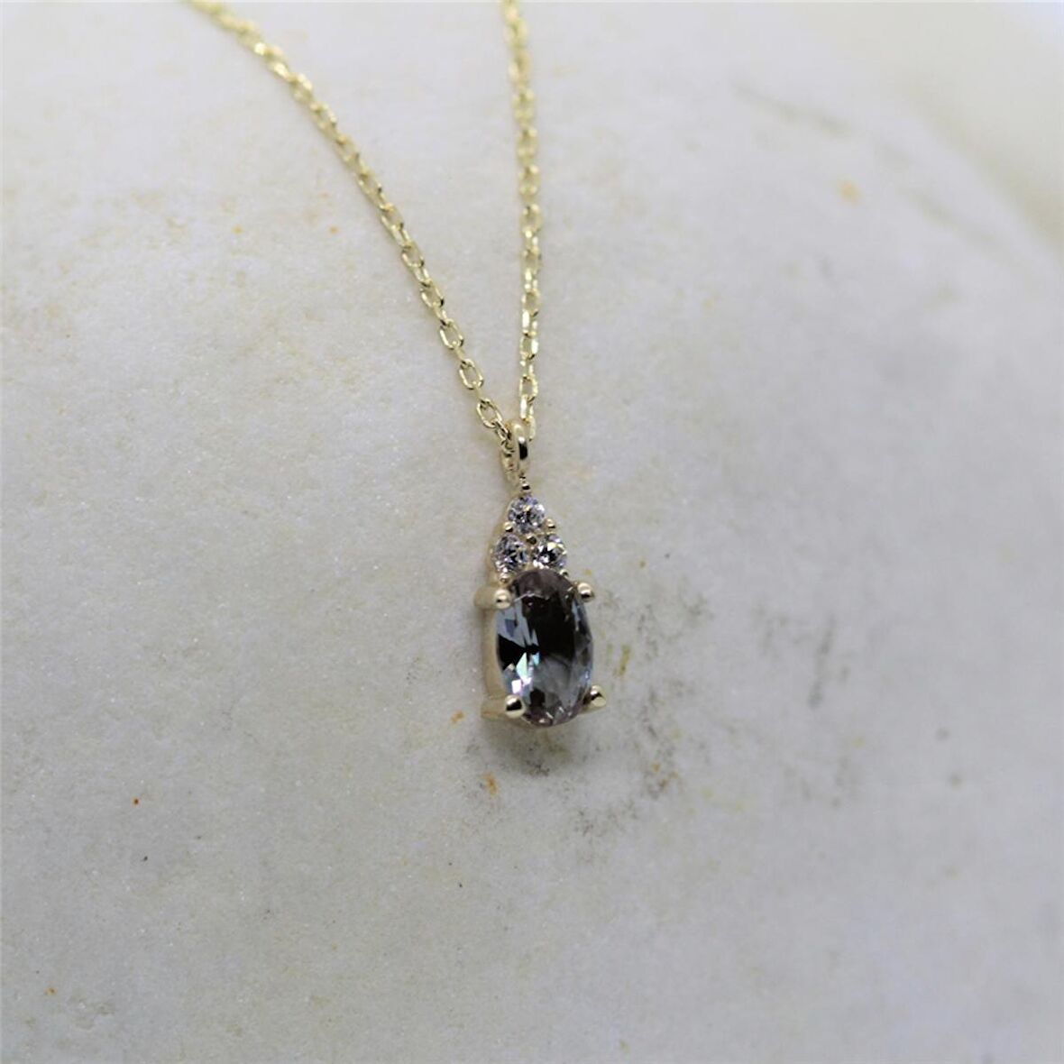 0,60CT Sultanayt 0,10CT Pırlanta(Sıignity)Taşlı Modern Tasarım Kolye-925 Ayar Hediye Gümüş Kolye