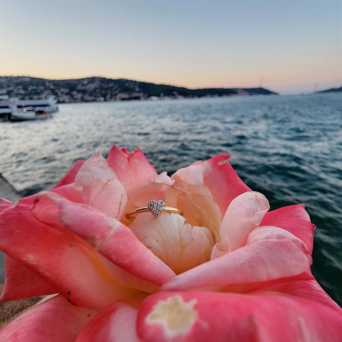 Love Kalp Tektaş Minimal Estetik 14 Ayar Altın Yüzük-Hediye Tektaş Düz Kol Minik Taşlı Altın Yüzük