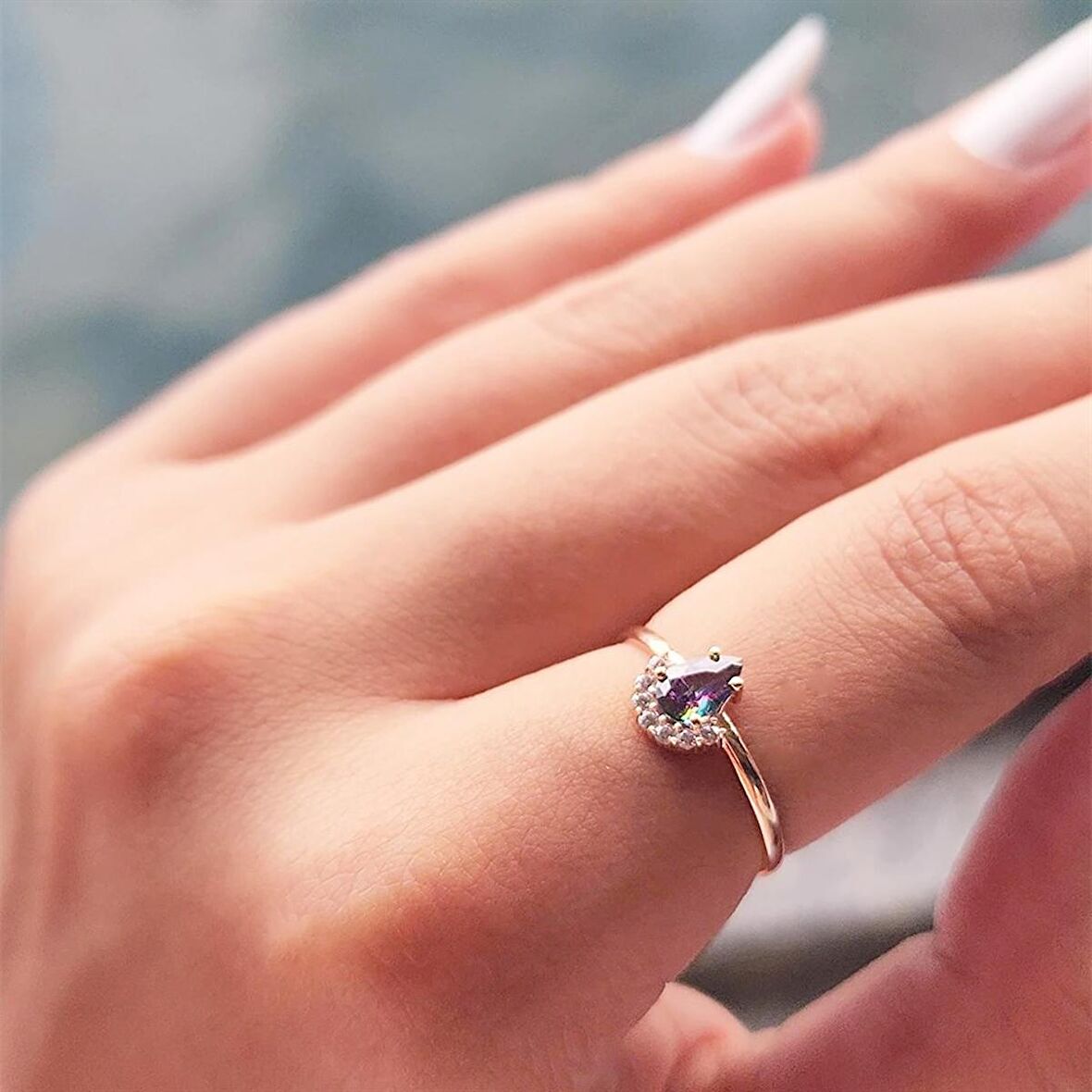 Anna 0.48 CT Mistik Topaz Kraliyet Tacı Pırlanta Montörü 14 Ayar Kadın Yüzük-Altın Kraliyet Yüzük