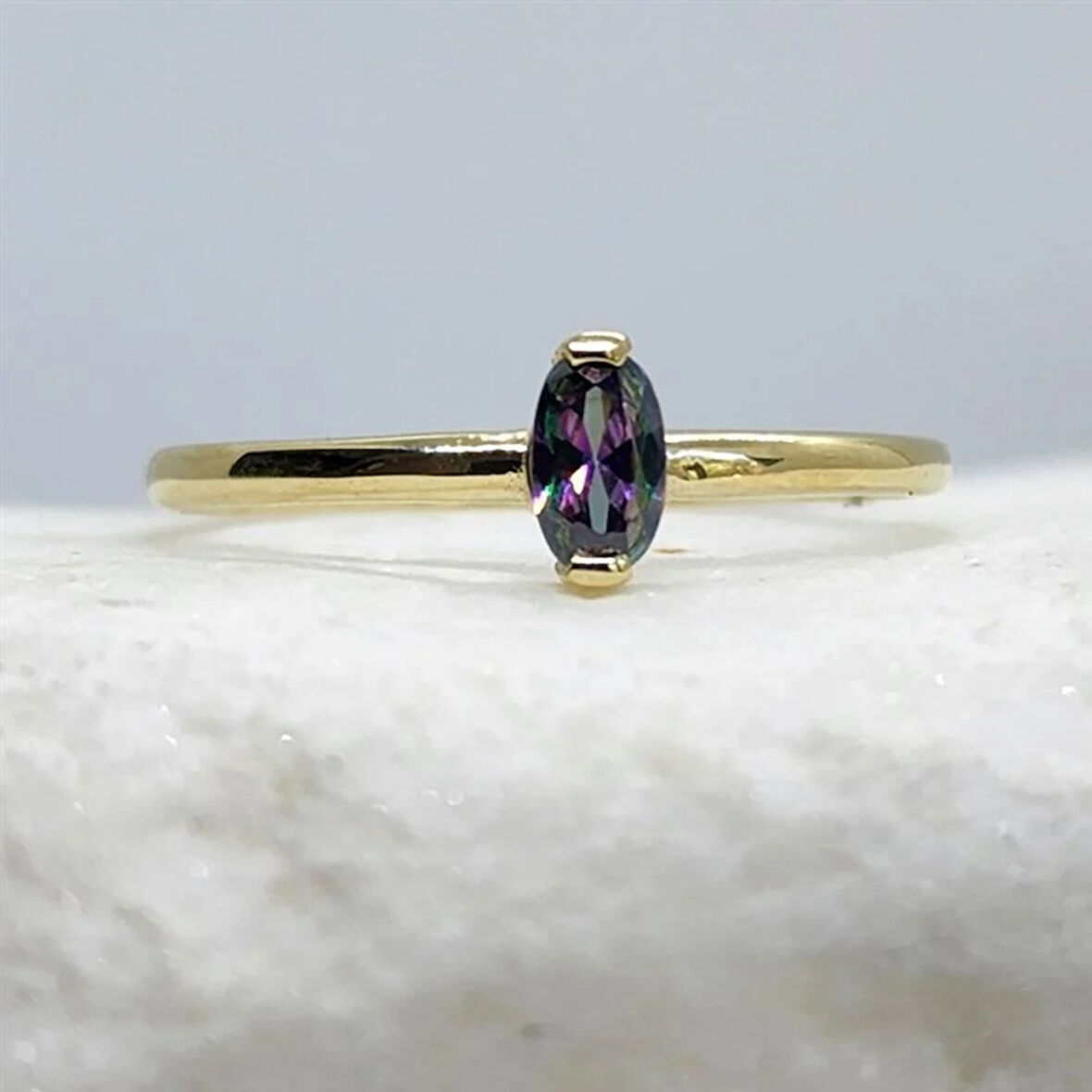 Gümüş Yüzük - 0,40CT Aleksandrit Tektaş Gümüş Yüzük-Tektaş Kadın Gümüş Yüzük-Tasarım Yüzük