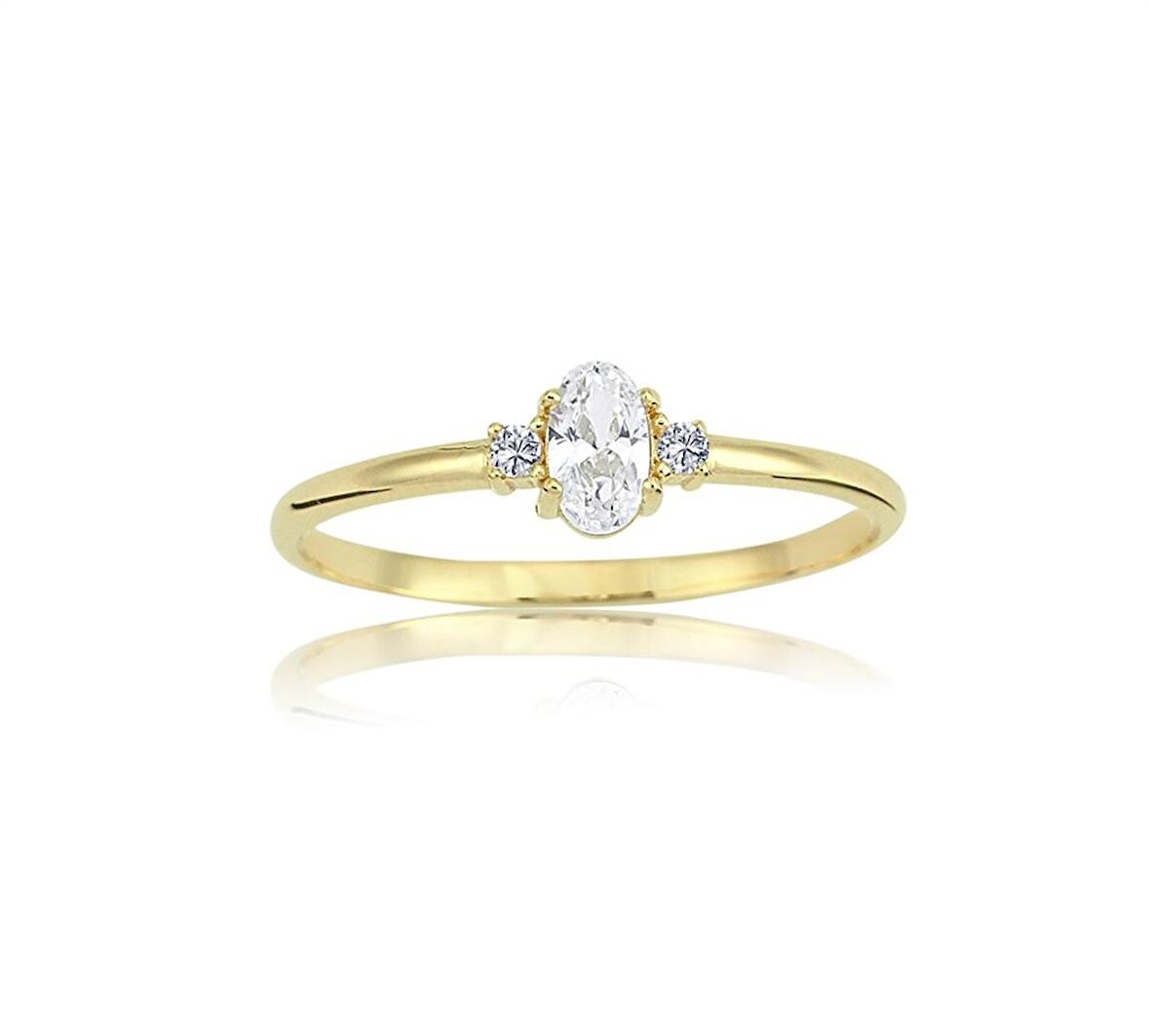 Oval Taşlı Altın Yüzük