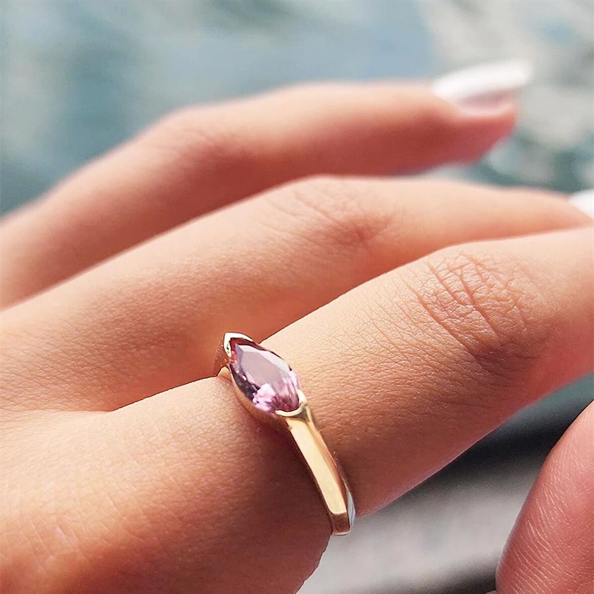 Sadakat Yemini Sultanayt Taşlı Evlilik Teklifi Yüzüğü 14 Ayar Altın Mekik Yüzük