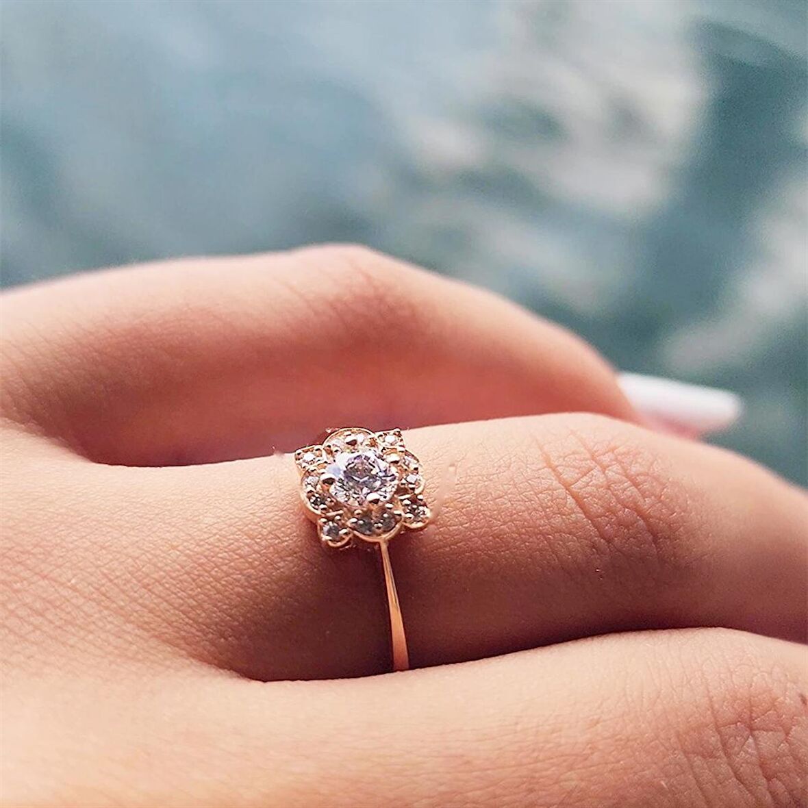 Vintage Tasarım Altın Yüzük-Çiçek Desenli 14 Ayar Altın Yüzük