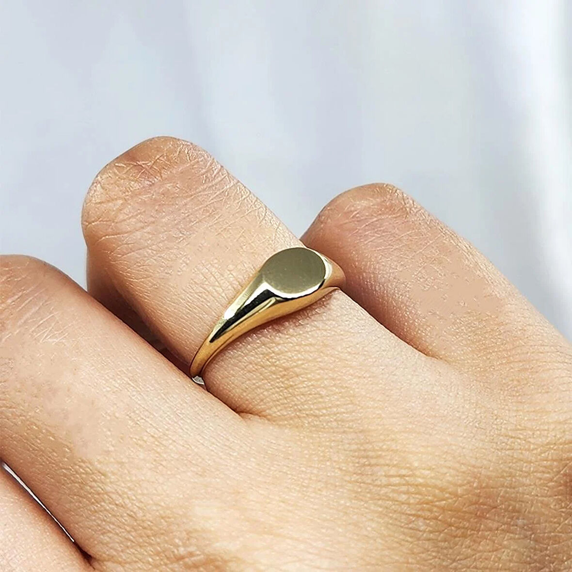 Minimal Tasarım Oval Şövalye 925 Ayar Gümüş Yüzük