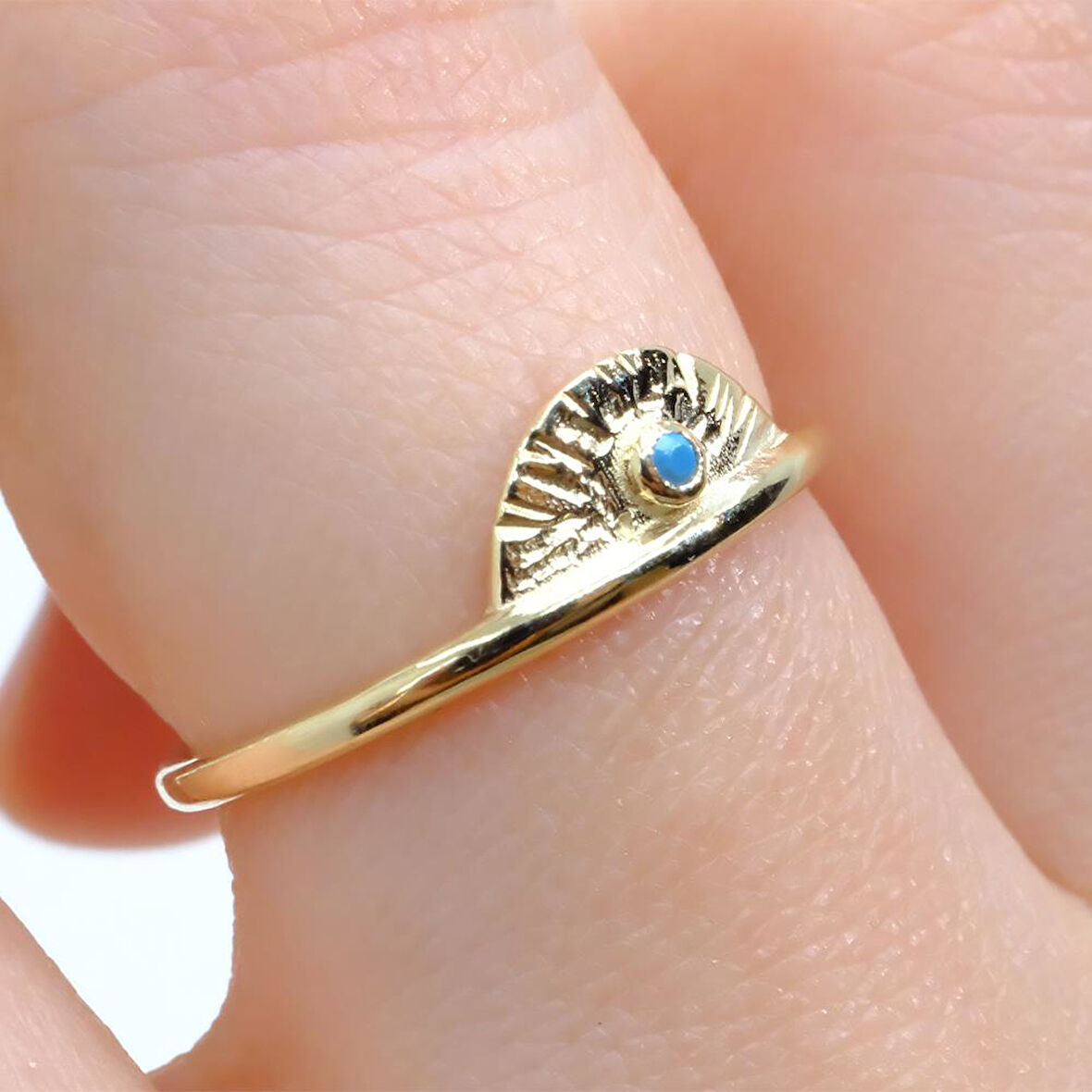 Mini Firuze Taşlı Yelpaze 925 Ayar Gümüş Kadın Yüzük-Hediye Gümüş Yüzük