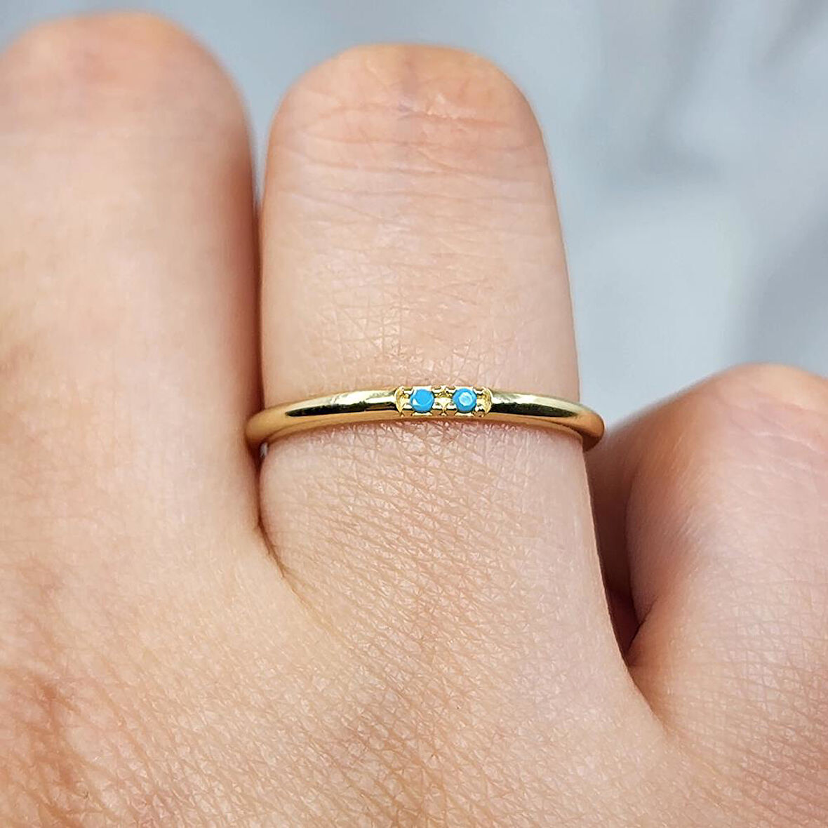 Gümüş Yüzük - Firuze(Turkuaz) Taşlı 925 Ayar Gümüş Alyans Yüzük