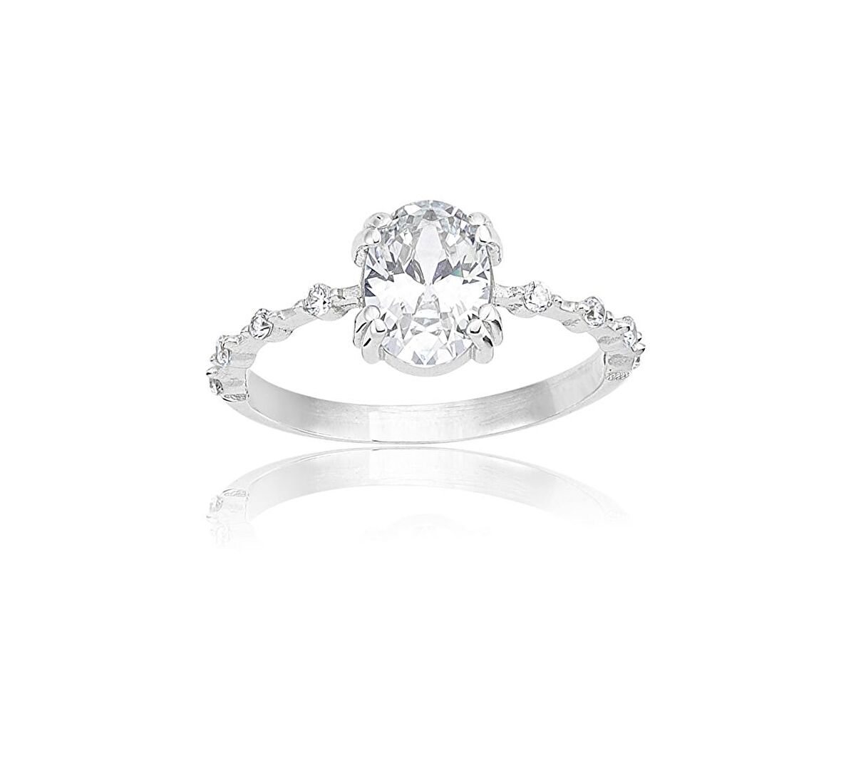 1,10 CT Oval 0,12 CT Pırlanta (Signity)Taşlı Kadın İhtişamı 14 Ayar Altın Evlilik Teklifi Yüzüğü