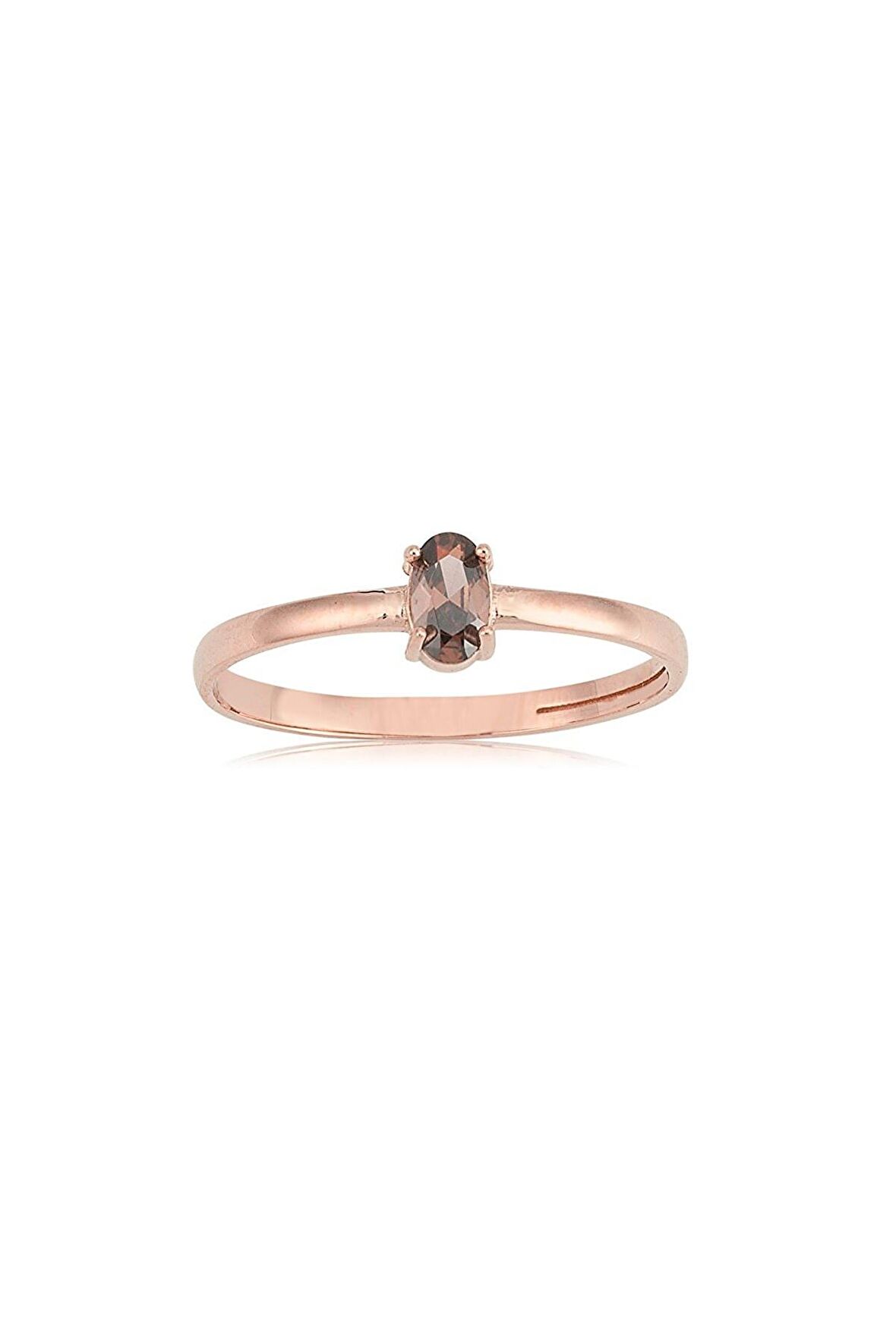 0,40 CT Smoky Quarz Tel Altın Tektaş Yüzük-Smoky Taşlı Tektaş 14 Ayar Altın Yüzük-Hediye Altın Yüzük