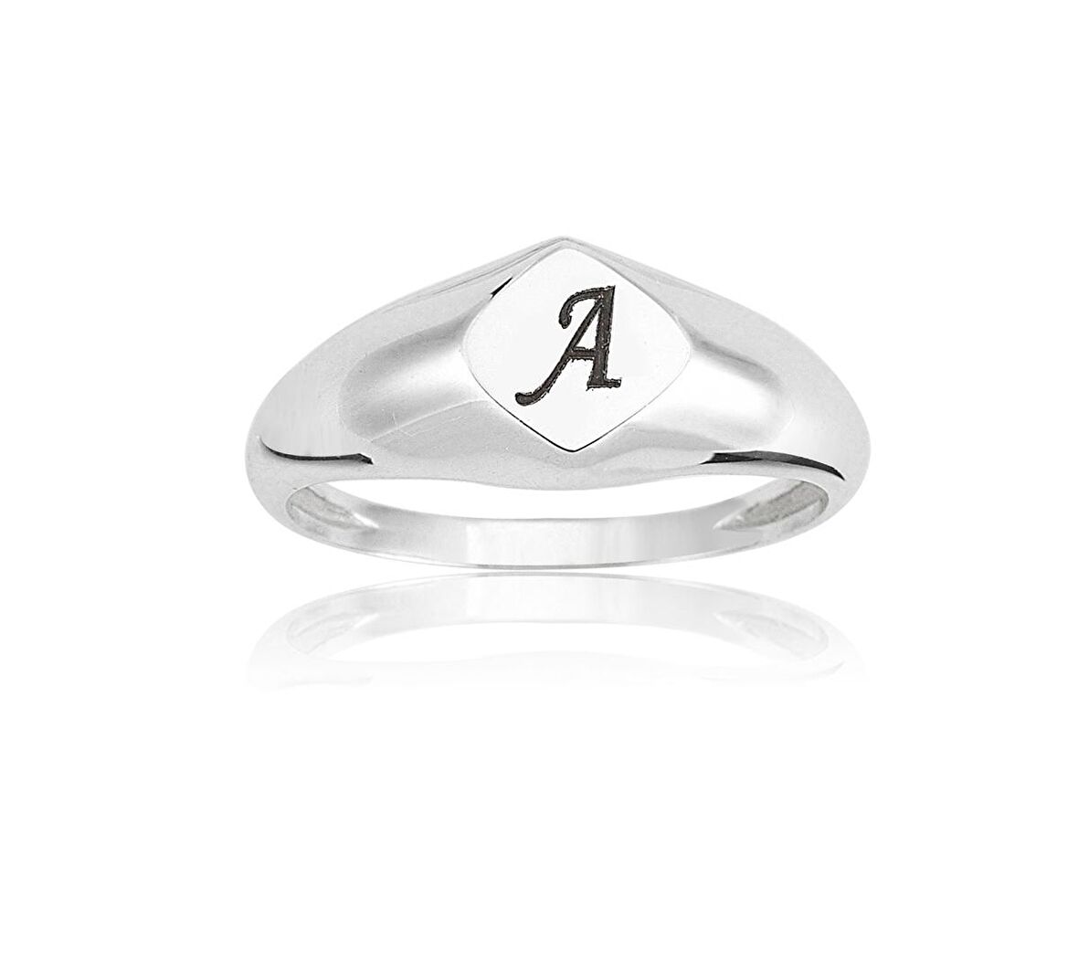 Dörtgen Şövalye Mühür Kişiselleştirilebilir Harf Yazılabilir 14 Ayar Altın Yüzük-Hediye Altın Yüzük