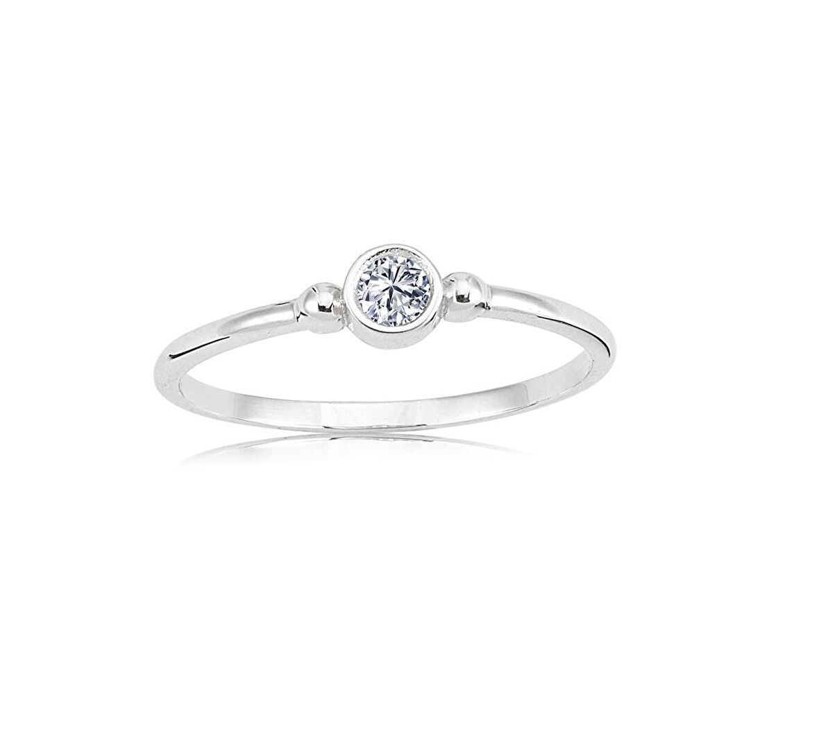 0,20 CT Güverseli 925 Ayar Gümüş Tek Taş-Tasarım 925 Ayar Gümüş Tek Taş Yüzük-Hediye Gümüş Yüzük