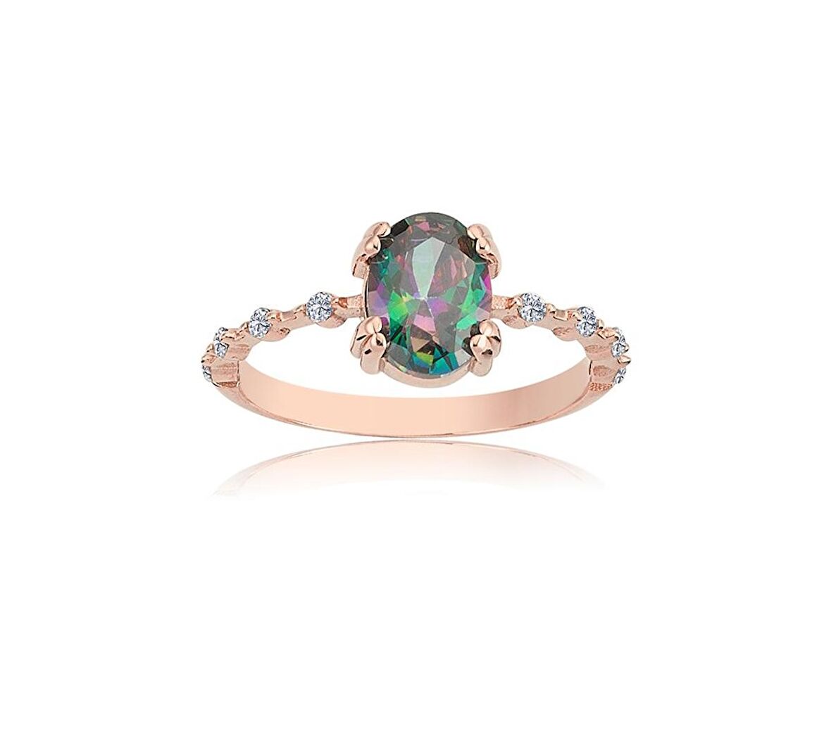 Mistik Topaz İhtişamı Kadın 925 Ayar Gümüş Evlilik Teklifi Yüzüğü-0.93 Ct Mistik Topaz Evlilik Yüzüğü