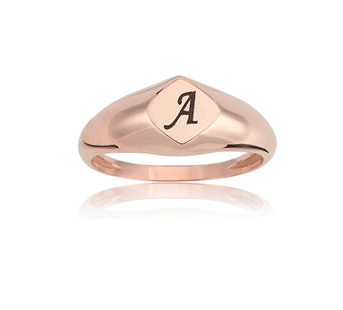 Dörtgen Şövalye Mühür Kişiselleştirilebilir Harf Yazılabilir 925 Ayar Gümüş Yüzük-Hediye Gümüş Yüzük