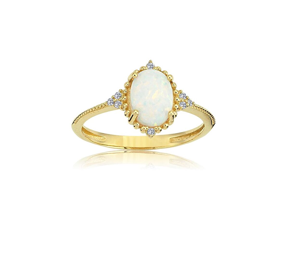 Beyaz Oval Taşlı Prenses Gümüş Yüzük-Opal Taşlı Prenses Tasarım Yüzük-Hediye Gümüş Yüzük