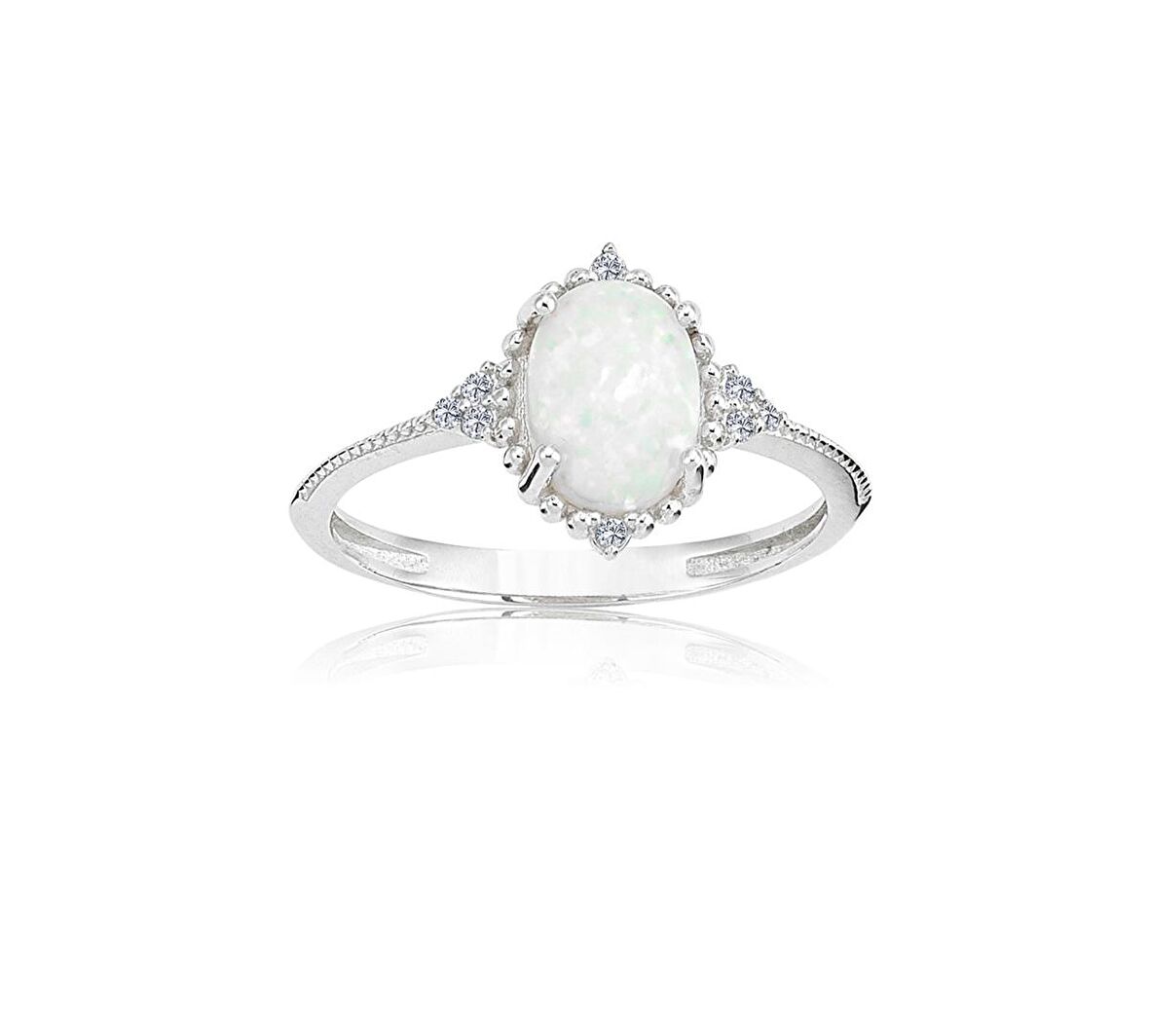 Beyaz Oval Taşlı Prenses Gümüş Yüzük-Opal Taşlı Prenses Tasarım Yüzük-Hediye Gümüş Yüzük
