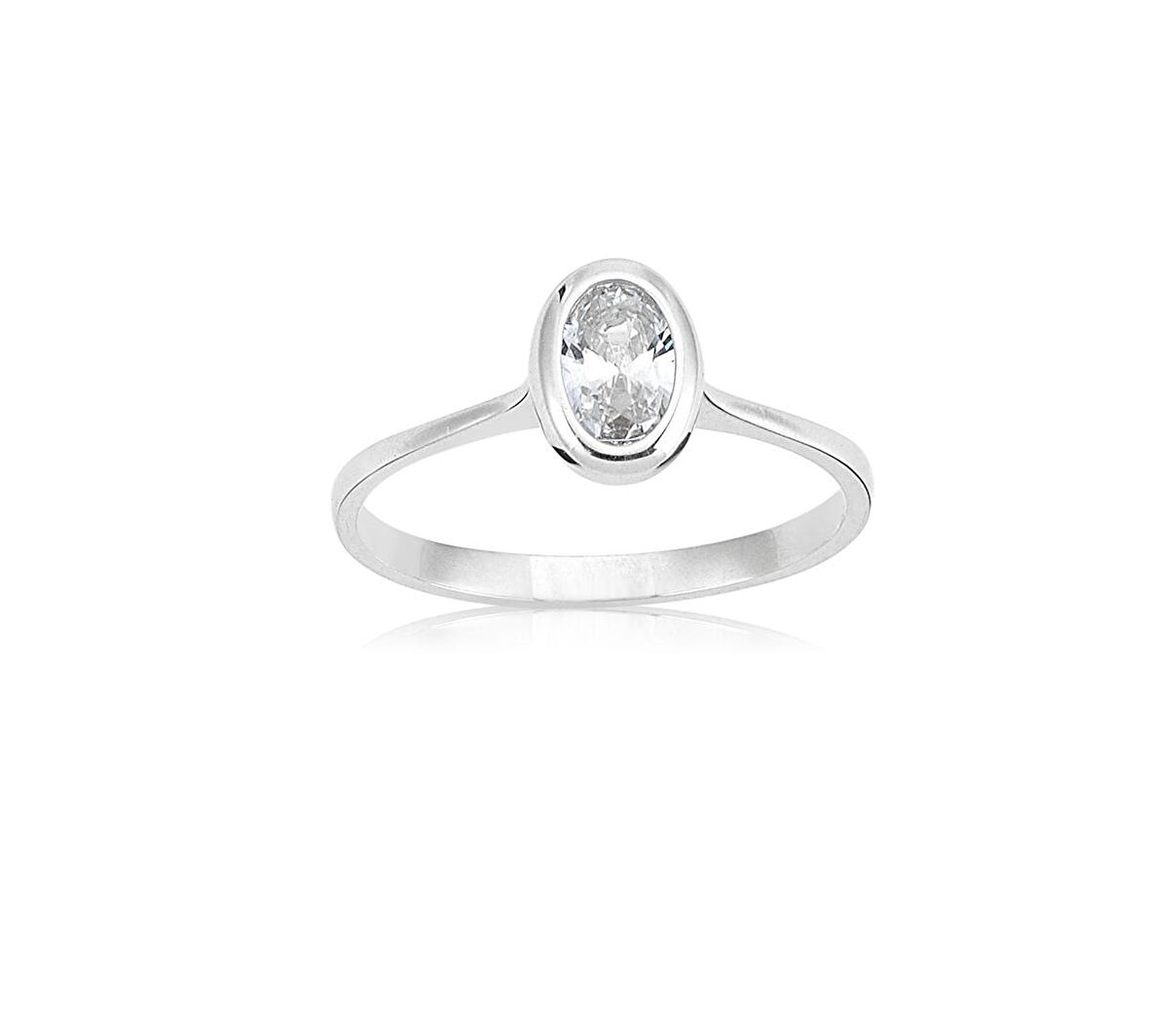 0.60CT Pırlanta Montörü(Signity Swarovski)Oval Taşlı 925 Ayar Gümüş Yüzük-Hediye Tek Taş Gümüş Yüzük