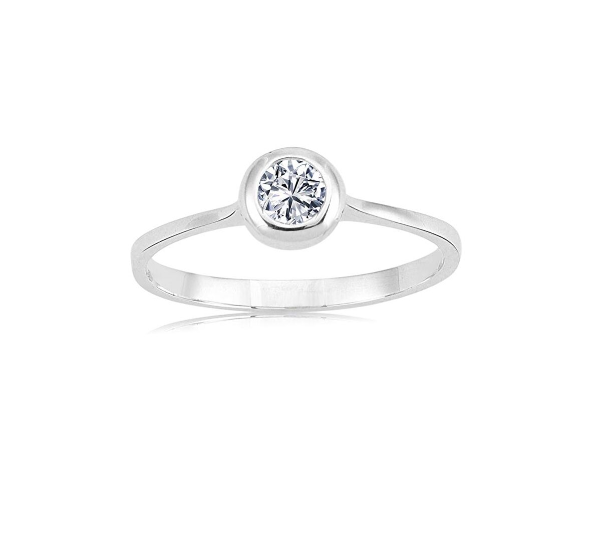 0,25 CT Pırlanta Taşlı Sıvamalı 925 Ayar Tektaş Yüzük-0,25 CT Sıvama Hediye 925 Ayar Gümüş Yüzük