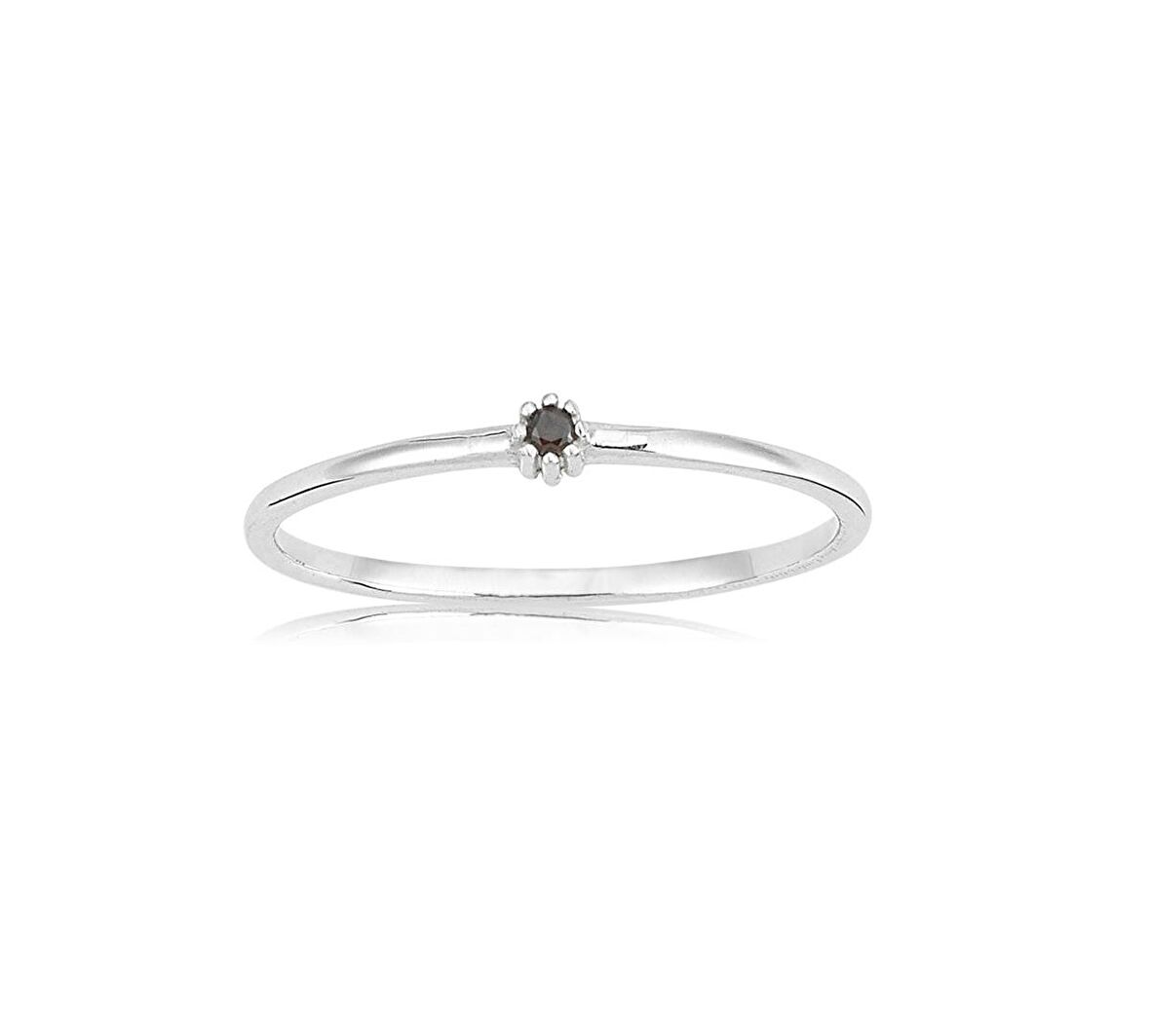 0,05 CT Smoky Taşlı Minimal İnce Tel 925 Ayar Gümüş Yüzük-Minimal TekTaş Hediye 925 Ayar Gümüş Yüzük