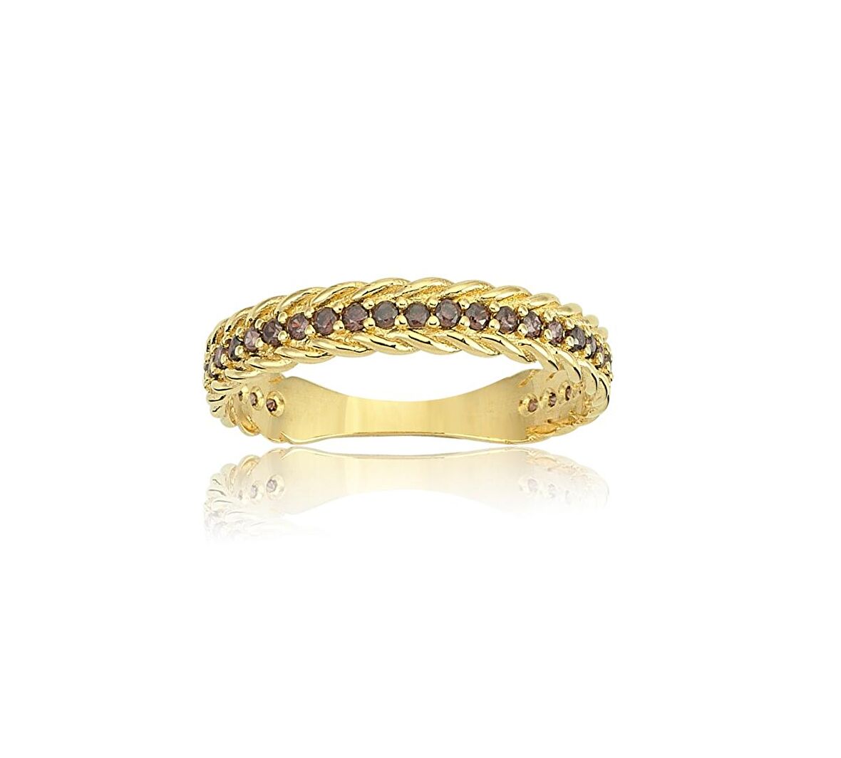 Smoky Taşlı Örgü Tasarım Alyans-Tasarım 925 Ayar Taşlı Gümüş Alyans-Hediye 925 Ayar Gümüş Yüzük