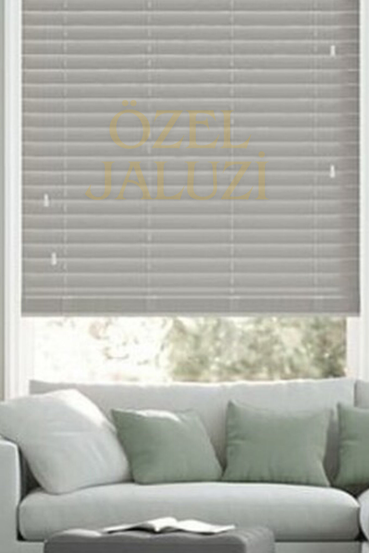 Açık Gri 50 MM Ahşap  Jaluzi