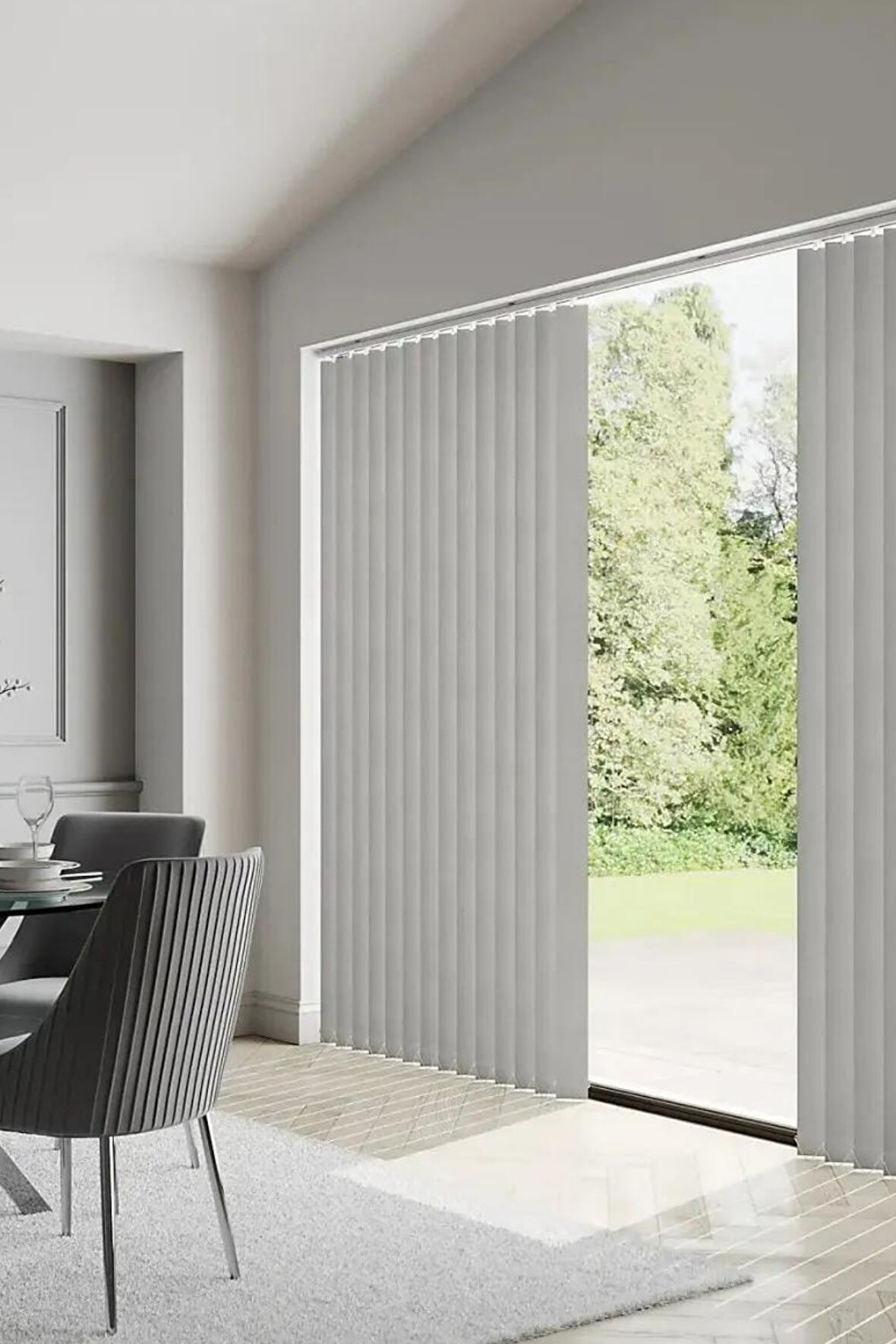 Gri Blackout Dikey Perde  Döndürülebilen Tam Açık Ya Da Tam Kapalı   Kumaş Dikey