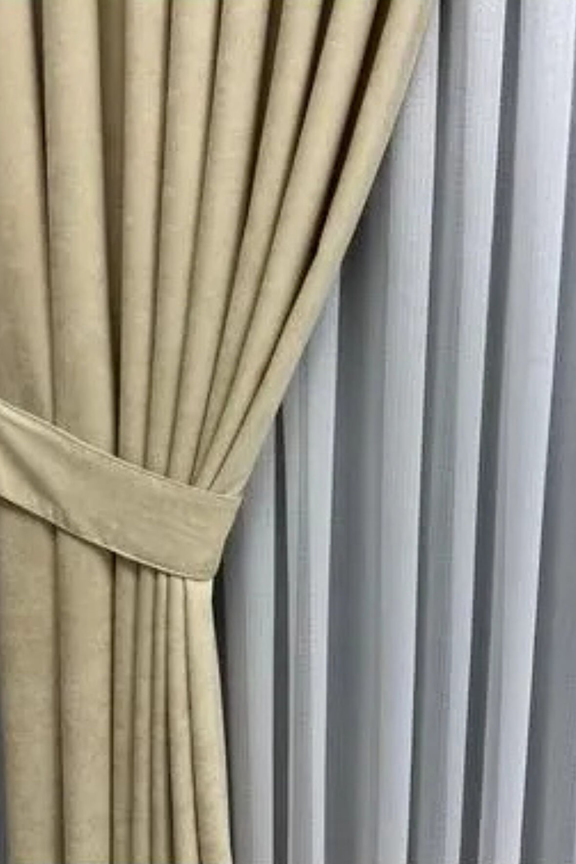 Bej 1/3  Sık Pile Fon Perde-12490