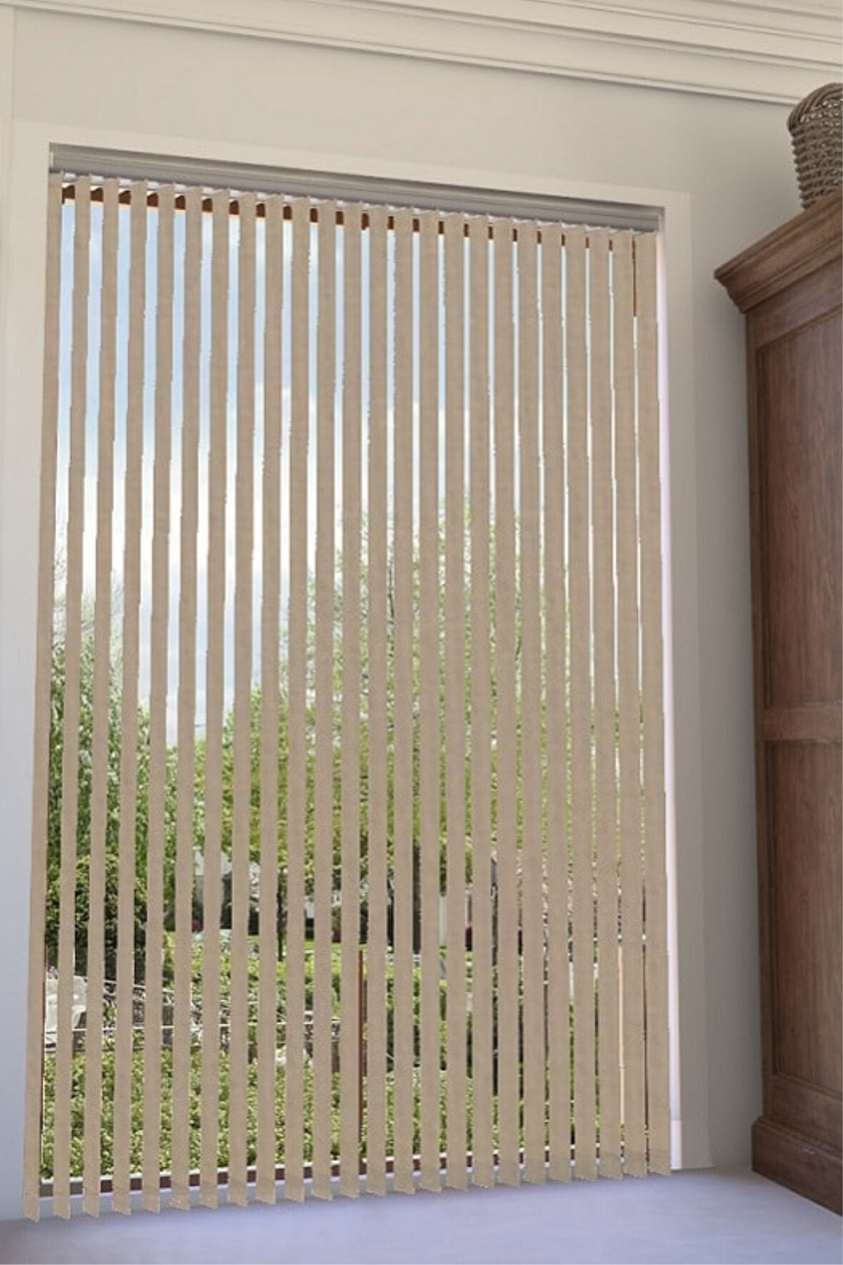 90x20Desenli Açık Somon Renk Kumaş Dikey Perde  Döndürülebilen Tam Açık Ya Da Tam Kapalı   Kumaş Dikey