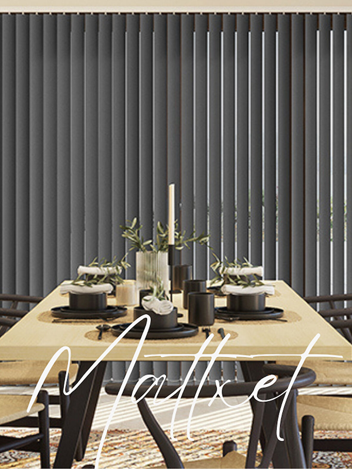 Antrasit Pvc Dikey Perde  Döndürülebilen Tam Açık Ya Da Tam Kapalı  Pvc Dikey 705