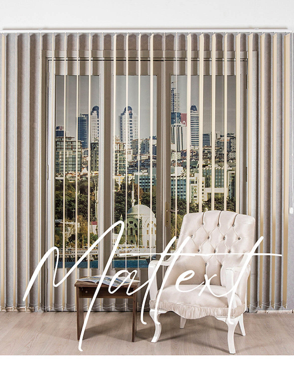 Krem Kumaş Dikey Perde  Döndürülebilen Tam Açık Ya Da Tam Kapalı   Kumaş Dikey