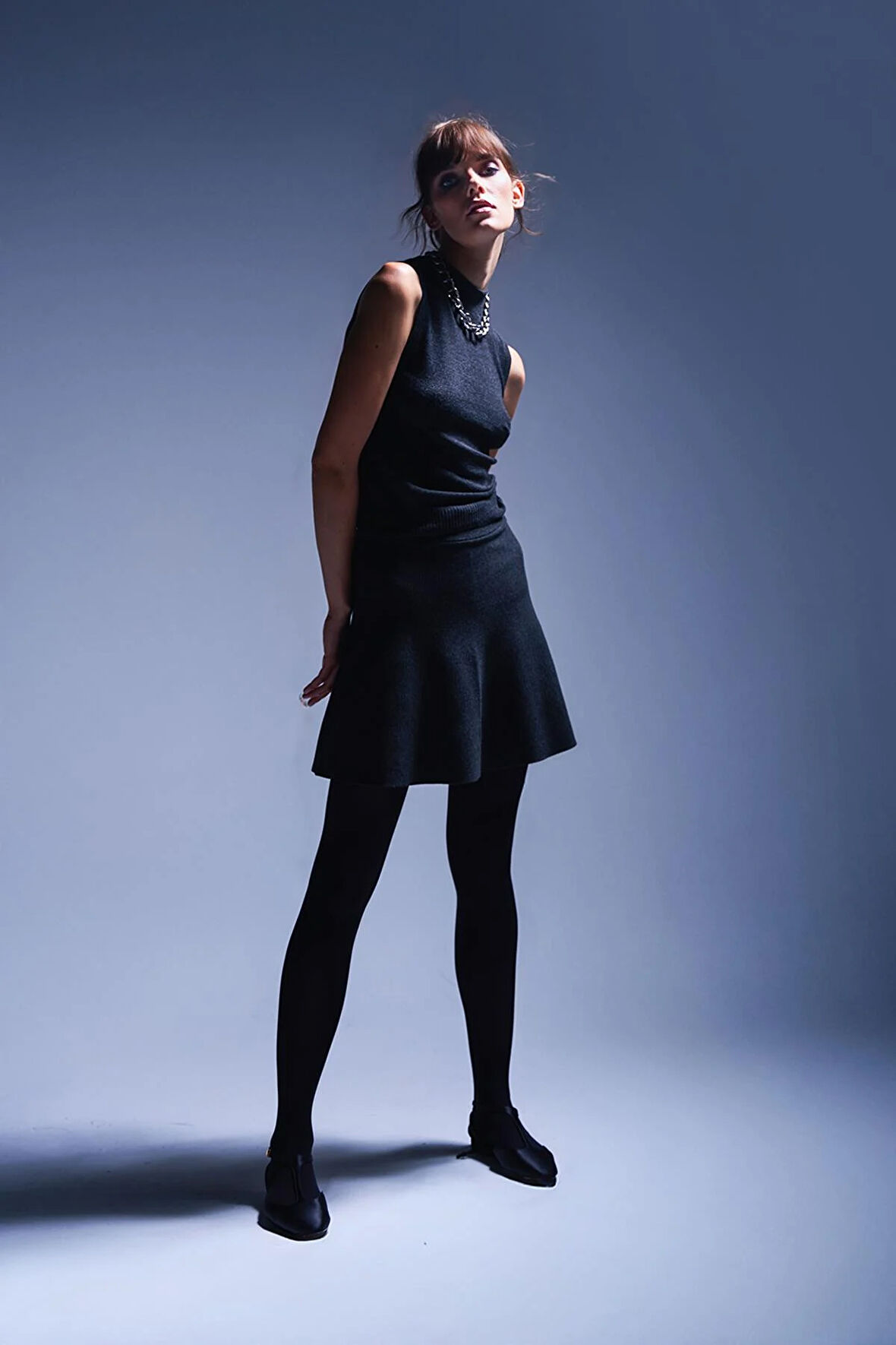 Antrasit Triko Kloş Etek