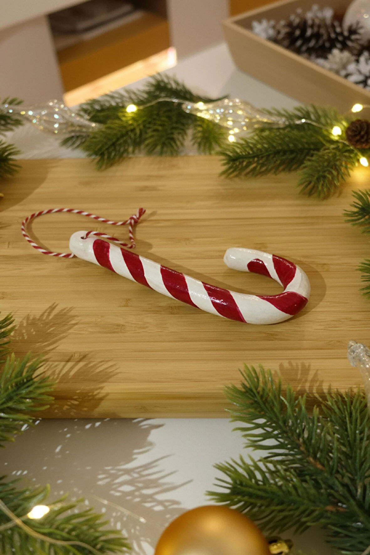 Baston Şeker Seramik Ağaç Süsü