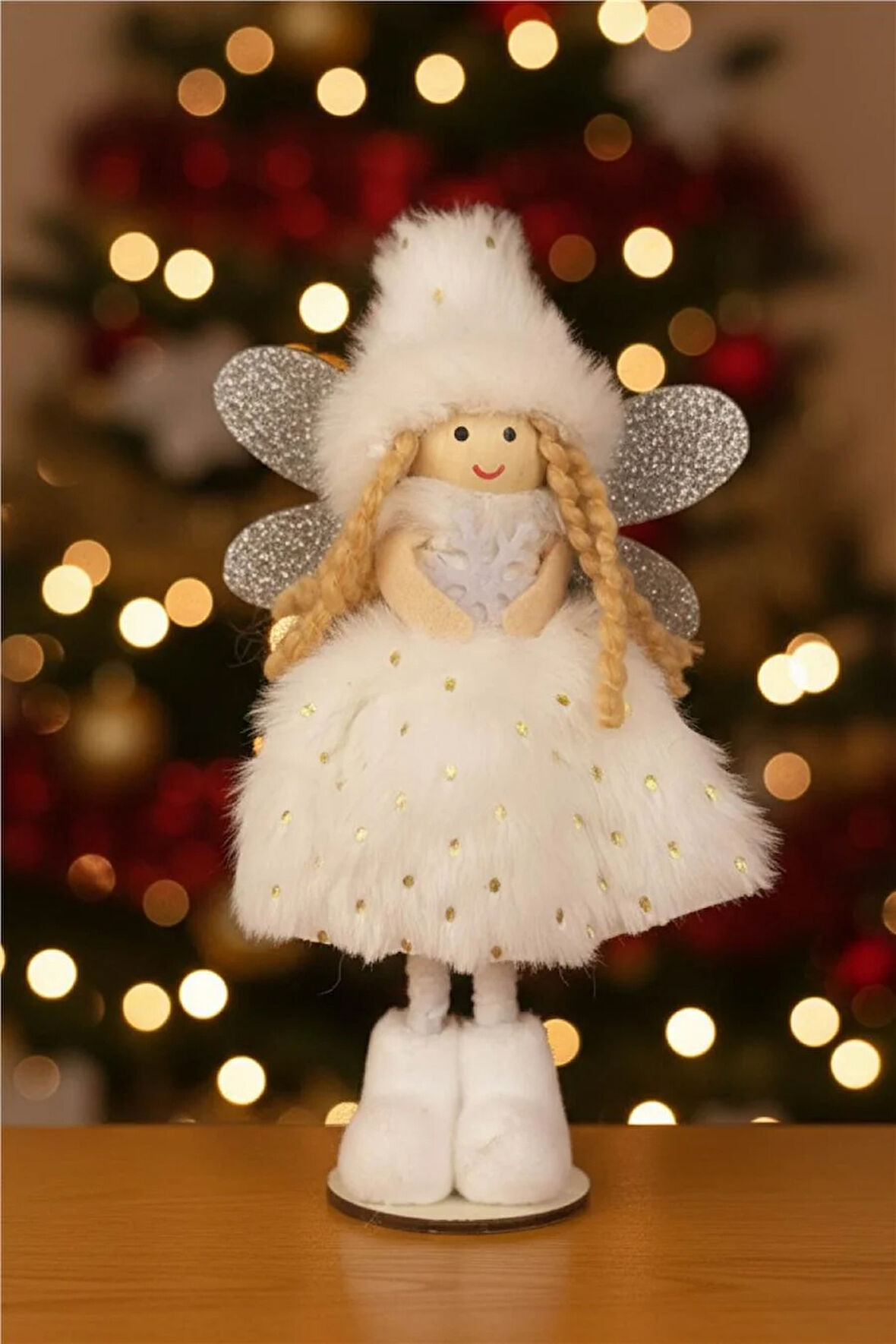 Yılbaşı Ağaç Süsü – Işıltılı Melek Figürü