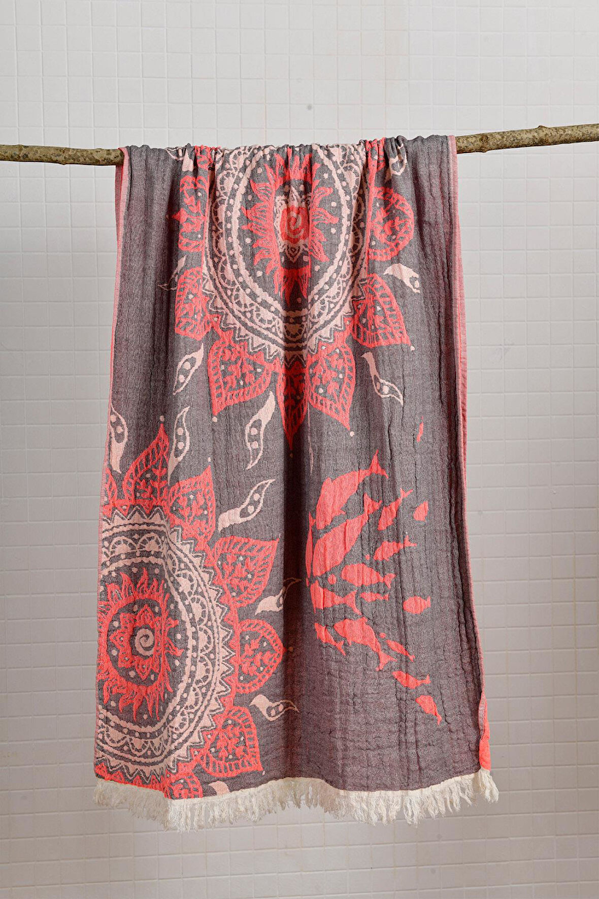 Gri-Turuncu Mandala Peştamal