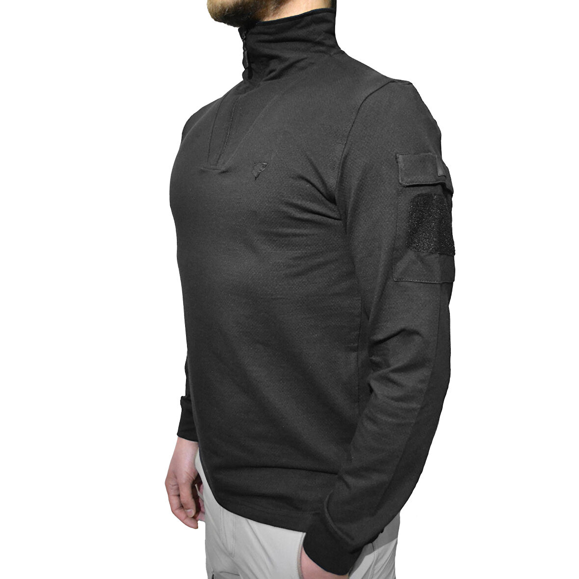 Çeyrek Fermuar Dry Touch Sweatshirt, Siyah Uzun Kollu Fanila