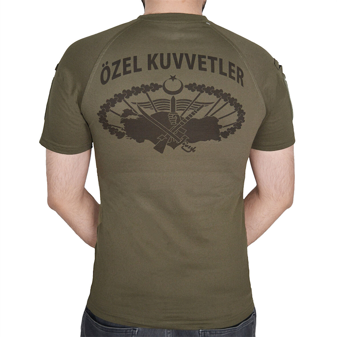 Özel Kuvvetler Yazılı Kısa Kollu Baskılı Taktik Tişört Haki