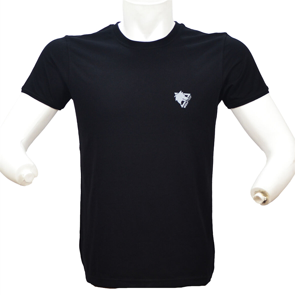 Wolftrap %100 Pamuk Siyah Kısa Kollu Tişört, Bisiklet Yaka Rahat T-Shirt